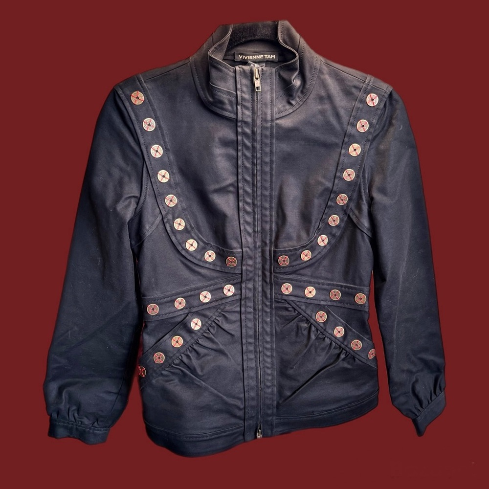 Archived Vivienne Tam Black Chinese Coin Jacket